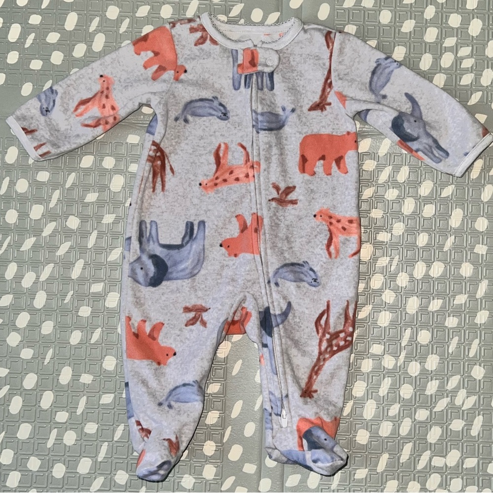 Carter's Gray and Blue Animal Print Footie